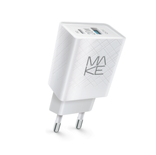 Зарядний пристрій мережевий MAKE 20W Type-C PD + USB QC3.0 White