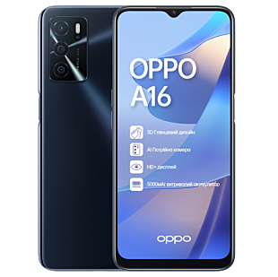 Смартфон OPPO A16 3/32GB Crystal Black