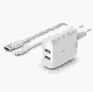 Belkin Home Charger 24W DUAL USB 2.4A, USB-C 1m, white