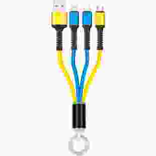 Дата-кабель USB Gelius Splitter 3in1 GP-UC130 Yellow/Blue