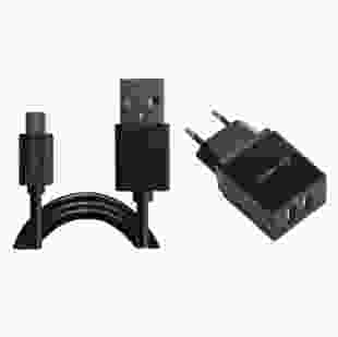 Мережевий зарядний пристрій Florence 2USB 2A + microUSB Cable Black (FL-1021-KM)