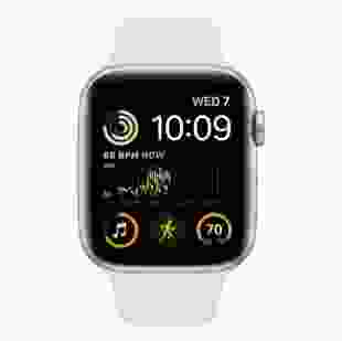 Смарт-годинник Apple Watch SE 2 GPS 44mm Silver Aluminum Case with White Sport Band - S/M (MNTH3)