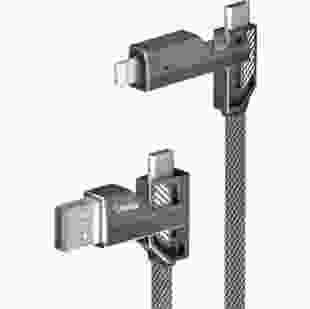 Кабель USB Gelius Twister GP-UCN004 4в1 USB-A/Type-C to Type-C/Lightning 60W (1.2m) Gray