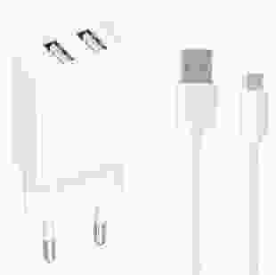 Мережевий зарядний пристрій Gelius Simple GP-HC059 2USB/2.4A + кабель MicroUSB White