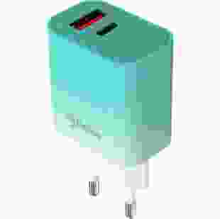 Мережевий зарядний пристрій Gelius Merge GP-HC060 GAN USB+Type-C 30W (QC/PD/PPS) Mint