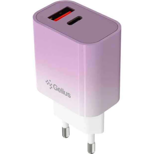 Мережевий зарядний пристрій Gelius Merge GP-HC060 GAN USB+Type-C 30W (QC/PD/PPS) Violet